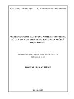 Tóm tắt: Nghiên cứu giảm hàm lượng protein thô trên cơ sở cân đối axit amin trong khẩu phần nuôi gà thịt lông màu