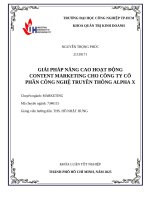 Giải pháp nâng cao hoạt Động content marketing cho công ty cổ phần công nghệ truyền thông alpha x