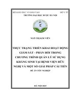 Ngô thị kim viên thực trạng triển khai hoạt Động giám sát   phản hồi trong  chương trình quản lý sử dụng kháng sinh tại bệnh viện hữu nghị và một số giải pháp cải tiến Đề Án tốt nghiệp