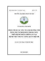Vũ dương anh minh phân tích các yếu tố Ảnh hưởng tới nồng Độ tacrolimus trong máu trên bệnh nhân ghép gan tại bệnh viện trung Ương quân Đội 108 luận văn thạc sĩ dược học