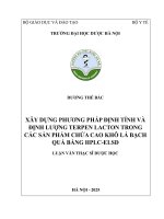 Dương thế bắc xây dựng phương pháp Định tính và Định lượng terpen lacton trong các sản phẩm chứa cao khô lá bạch quả bằng hplc elsd luận văn thạc sĩ dược học