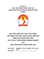 Tác Động của việc thức khuya Đến Đời sống sức khoẻ sinh viên lớp thư ký văn phòng doanh nghiệp 23a học viện hành chính quốc gia