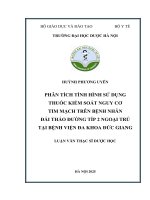 Huỳnh phương uyên phân tích tình hình sử dụng thuốc kiểm soát nguy cơ tim mạch trên bệnh nhân Đái tháo Đường típ 2 ngoại trú tại bệnh viện Đa khoa Đức giang luận văn thạc sĩ dược học