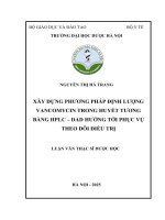 Nguyễn thị hà trang xây dựng phương pháp Định lượng vancomycin trong huyết tương bằng hplc – dad hướng tới phục vụ theo dõi Điều trị luận văn thạc sĩ dược học