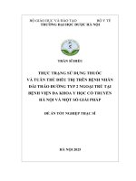 Trần sĩ hiếu thực trạng sử dụng thuốc và tuân thủ Điều trị trên bệnh nhân Đái tháo Đường typ 2 ngoại trú tại bệnh viện Đa khoa y học cổ truyền hà nội và một số giải pháp Đề Án tốt nghiệp thạc sĩ