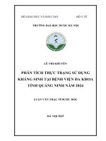 Lê thị khuyên phân tích thực trạng sử dụng kháng sinh tại bệnh viện Đa khoa tỉnh quảng ninh năm 2024 luận văn thạc sĩ dược học