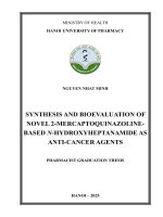 Nguyen nhat minh synthesis and bioevaluation of novel 2 mercaptoquinazolinebased n hydroxyheptanamide as anti cancer agents pharmacist graduation thesis