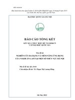 00060000786 nghiên cứu Đa dạng và tiềm năng Ứng dụng của vi khuẩn lam tại một số thủy vực hà nội