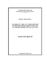 Luận văn tác Động của việc lấy Ý kiến phản hồi từ sinh viên tới hoạt Động giảng dạy tại trường Đại học dân lập văn lang