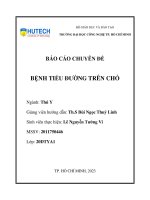 Báo cáo chuyên đề Thú y_Bệnh hệ nội tiết_Tiểu đường trên chó