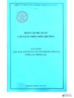 Báo cáo Đề xuất cấp giấy phép môi trường của cơ sở nhà máy sản xuất các sản phẩm cầm tay, công cụ chính xác