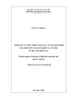 Tóm Tắt Luận Án ĐÁNH GIÁ VÀ PHÁT TRIỂN NĂNG LỰC TƯ DUY PHẢN BIỆN CỦA SINH VIÊN NGÀNH NGHIỆP VỤ AN NINH Ở VIỆT NAM HIỆN NAY
