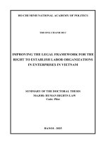 iMPROVING THE LEGAL FRAMEWORK FOR THE RIGHT TO ESTABLISH LABOR ORGANIZATIONS IN ENTERPRISES IN VIETNAM