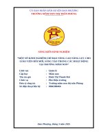 Một số kinh nghiệm chỉ Đạo nầng cao năng lực cho giáo viên Đổi mới, sáng tạo trong các hoạt Động tại trường mầm non