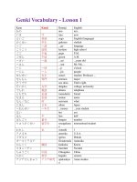 Genki vocabulary  từ vựng giáo trình genki tiếng nhật