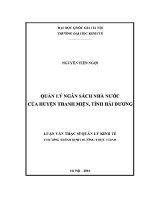 Luận văn thạc sĩ quản lý ngân sách nhà nước của huyện thanh miện tỉnh hải dương
