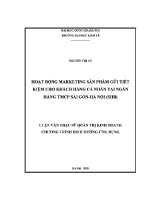 Luận văn thạc sĩ hoạt Động marketing sản phẩm gửi tiết kiệm cho khách hàng cá nhân tại ngân hàng tmcp sài gòn hà nội shb