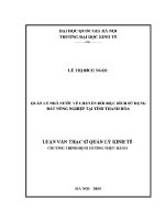 Luận văn thạc sĩ quản lý nhà nước về chuyển Đổi mục Đích sử dụng Đất nông nghiệp tại tỉnh thanh hóa