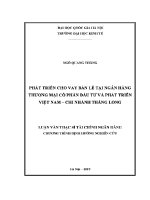 Luận văn thạc sĩ phát triển cho vay bán lẻ tại ngân hàng thương mại cổ phần Đầu tư và phát triển việt nam chi nhánh thăng long