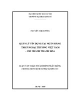 Luận văn thạc sĩ quản lý cho vay doanh nghiệp vừa và nhỏ tại ngân hàng nông nghiệp và phát triển nông thôn việt nam chi nhánh mỹ Đình