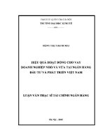 Luận văn thạc sĩ hiệu quả hoạt Động cho vay doanh nghiệp nhỏ và vừa tại ngân hàng Đầu tư và phát triển việt nam