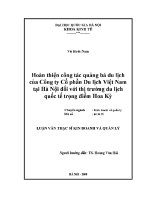 Luận văn thạc sĩ hoàn thiện công tác quảng bá du lịch của công ty cổ phần du lịch việt nam tại hà nội Đối với thị trường du lịch quốc tế trọng Điểm hoa kỳ