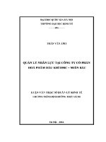 Luận văn thạc sĩ quản lý nhân lực tại công ty cổ phần hóa phẩm dầu khí dmc miền bắc