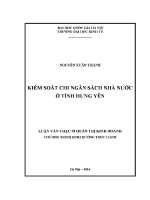 Luận văn thạc sĩ kiểm soát chi ngân sách nhà nước Ở tỉnh hưng yên