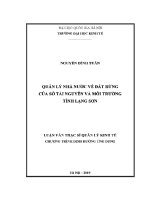 Luận văn thạc sĩ quản lý nhà nước về Đất rừng của sở tài nguyên và môi trường tỉnh lạng sơn