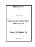 Luận văn thạc sĩ nâng cao năng lực lãnh Đạo nghiên cứu tình huống tại tổng công ty cổ phần khoáng sản hà nam