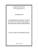 Luận văn thạc sĩ quản trị rủi ro thanh khoản và rủi ro tín dụng tại ngân hàng nông nghiệp và phát triển nông thôn chi nhánh nghệ an