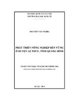 Luận văn thạc sĩ phát triển nông nghiệp bền vững Ở huyện lệ thủy tỉnh quảng bình