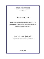 Luận văn thạc sĩ kiểm soát nội bộ quy trình cho vay tại ngân hàng tmcp ngoại thương việt nam chi nhánh sở giao dịch