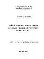 Luận văn thạc sĩ phân tích hiệu quả sử dụng vốn tại công ty cổ phần chế biến thực phẩm kinh Đô miền bắc