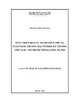 Luận văn thạc sĩ phát triển dịch vụ thanh toán thẻ tại ngân hàng thương mại cổ phần kỹ thương việt nam chi nhánh thăng long hà nội