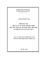 Luận văn thạc sĩ kiểm soát chi cho các dự Án thuộc chương trình mục tiêu quốc gia xây dựng nông thôn mới tại kho bạc nhà nước Điện biên