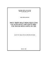 Luận văn thạc sĩ phát triển hoạt Động bảo lãnh tại ngân hàng tmcp quân Đội chi nhánh hoàn kiếm hà nội