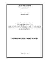 Luận văn thạc sĩ hoàn thiện công tác kiểm toán ngân sách bộ ngành tw của kiểm toán nhà nước