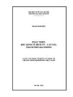 Luận văn thạc sĩ phát triển khu kinh tế Đình vũ cát hải thành phố hải phòng