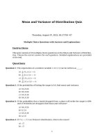 Bộ câu hỏi mean and variance distribution  xác suất thống kê