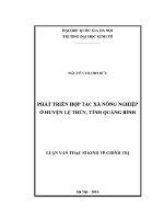 Luận văn thạc sĩ phát triển hợp tác xã nông nghiệp Ở huyện lệ thủy tỉnh quảng bình
