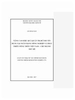 Luận văn thạc sĩ nâng cao hiệu quả quản trị rủi ro tín dụng tại ngân hàng nông nghiệp và phát triển nông thôn việt nam, chi nhánh thủ Đô
