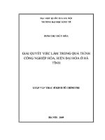Luận văn thạc sĩ giải quyết việc làm trong quá trình công nghiệp hóa hiện Đại hóa Ở hà tĩnh