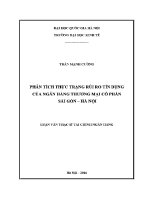 Luận văn thạc sĩ phân tích thực trạng rủi ro tín dụng của ngân hàng thương mại cổ phần sài gòn hà nội