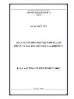 Luận văn thạc sĩ quan hệ thương mại việt nam hoa kỳ trước và sau khi việt nam gia nhập wto