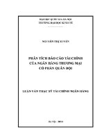 Luận văn thạc sĩ phân tích báo cáo tài chính của ngân hàng thương mại cổ phần quân Đội