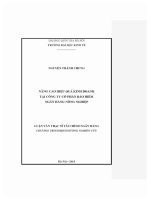 Luận văn thạc sĩ nâng cao hiệu quả kinh doanh tại công ty cổ phần bảo hiểm ngân hàng nông nghiệp