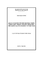 Luận văn thạc sĩ quản lý nguồn vốn hỗ trợ phát triển chính thức thuộc chương trình mục tiêu quốc gia của ngành y tế việt nam