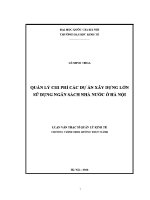 Luận văn thạc sĩ quản lý chi phí các dự Án xây dựng lớn sử dụng ngân sách nhà nước Ở hà nội