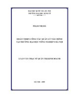 Luận văn thạc sĩ hoàn thiện công tác quản lý tài chính tại trường Đại học nông nghiệp i hà nội